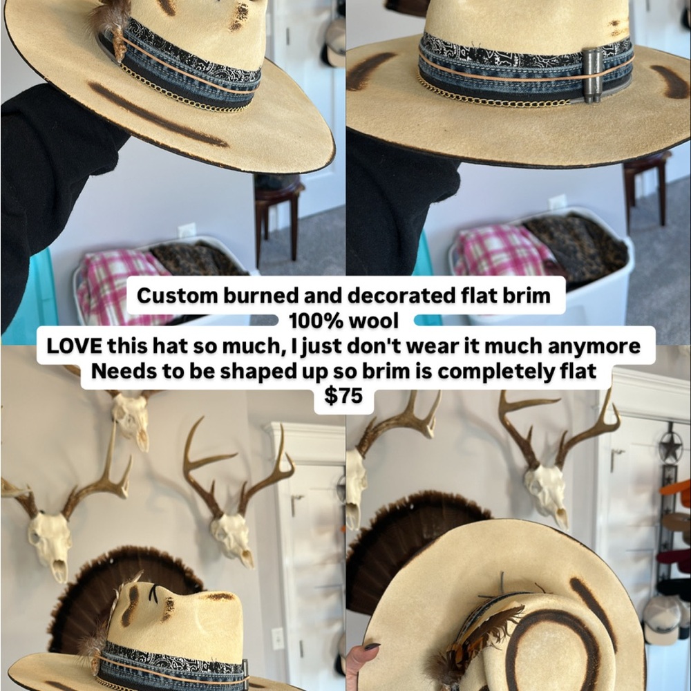 Decorated Wool Hat with Feather